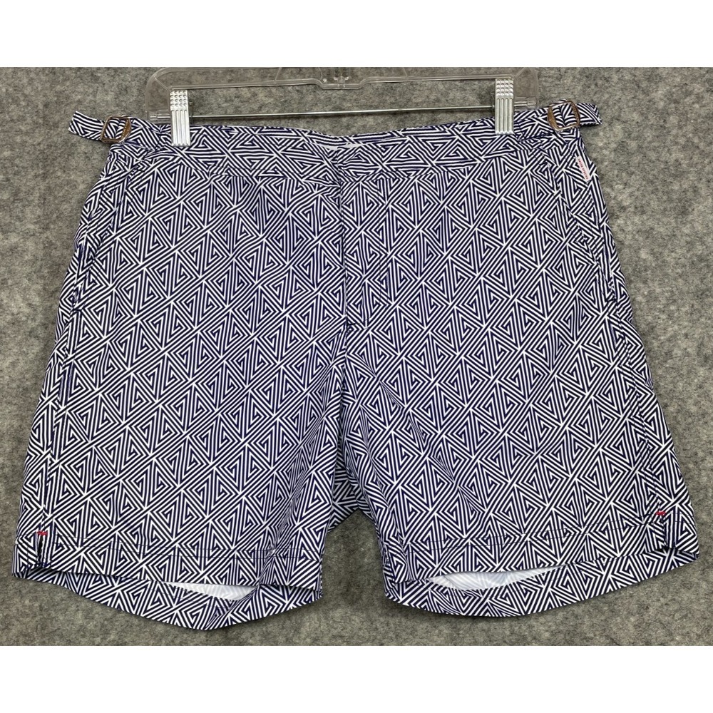 Orlebar Brown Geometric Swim Trunks - Blue and White